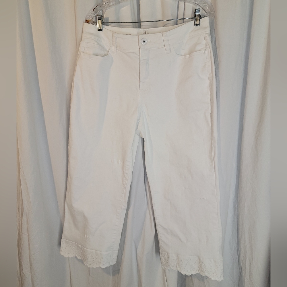 Lace Hem Jeans - Cropped White Jeans - St. Johns Bay